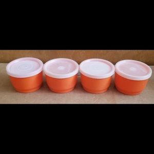 Vintage Tupperware orange snack cups with lids
